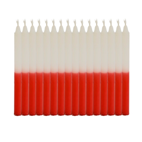 1 Kg Vela Palito Bicolor Branca-Vermelho 18cm 100% Parafina