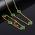 Kit Corrente e Pulseira Elo Português 2mm Trevo Esmeralda Banhado A Ouro 18k - comprar online