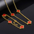 Kit Corrente e Pulseira Elo Português 2mm Trevo Rubi Banhado A Ouro 18k - comprar online