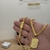 Imagem do Kit Corrente Cadeado 5mm Fecho Duplo e Pingente Plaquinha De Letra 3x2,2cm Banhado A Ouro 18k