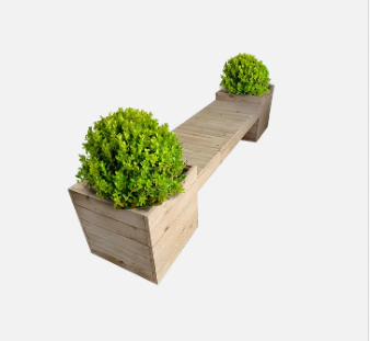 BANCO de MADEIRA CERTIFICADA COM 2 CACHEPÔS CONJUGADOS