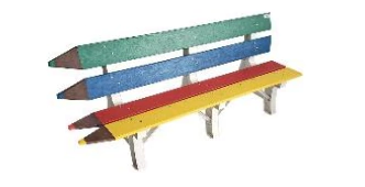 BANCO DE JARDIM COLORIDO FORMATO LÁPIS COM 3 PÉS E 6 OPÇÕES DE CORES NAS TABUAS