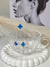 Conjunto Van Cleef Azul Escuro Pendurado - Banho Prata 925