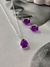 Conjunto Gota Roxo - Banho Prata 925