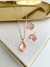Conjunto Gota Rosa Claro - Banho de Ouro 18k