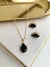 Conjunto Gota Preto - Banho de Ouro 18k