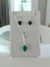 Conjunto Pendurado Van Cleef Verde - Banho Prata 925