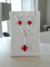 Conjunto Pendurado Van Cleef Vermelho - Banho Prata 925