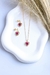 Conjunto Coração Cravejado Rosa Escuro - Banho de Ouro 18k