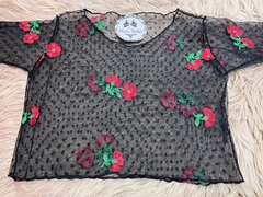 REMERA MICROTUL CON FLORES Y LUNARES - comprar online