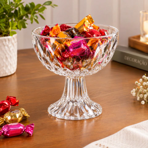 Bomboniere De Vidro Transparente Diamond Decoração 15cm
