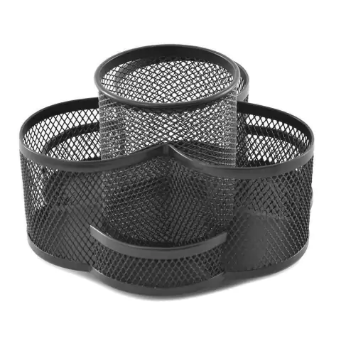 Organizador de Mesa Rotativo Preto de Aço