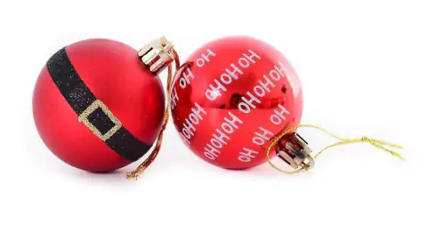 Tubo Bola de Natal Vermelho HO HO HO e Cinto Noel PT 5PCs 7cm Decoração Árvore