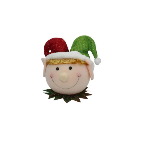 Ponteira Cabeça Duende 1PC 27,5cm Decoração Topo de Árvore de Natal