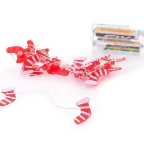 Pisca Fio de Cobre Botas 20L Branco 2AA 2,2m Decoração Iluminação de Natal