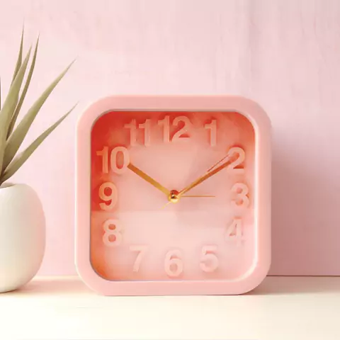 Relógio de Mesa Despertador Cabiceira Monocromatico Rosa