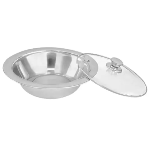 Saladeira em Inox com Tampa de Vidro 35CM