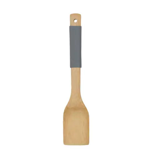 ESPATULA RETA CABO SILICONE NATURE PLUS CINZA 30CM BAMBU