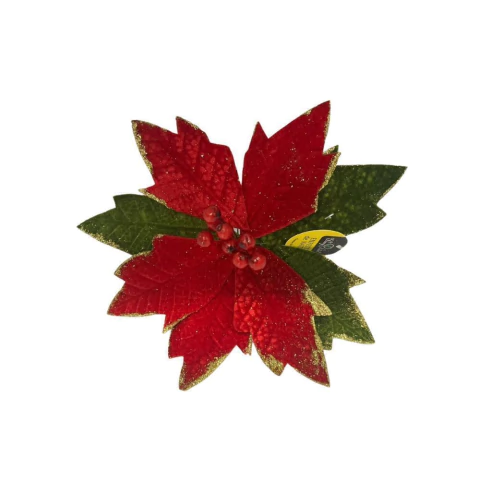 Flor Fluminense Vermelho e Verde 25cm Enfeite de Natal