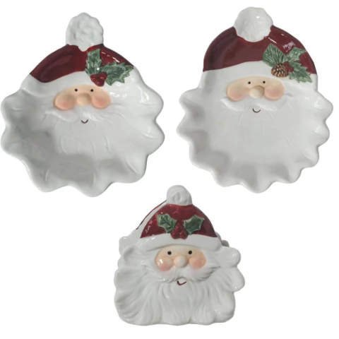 Kit 2 Petisqueira e Porta Guardanapo Mesa Posta Papai Noel