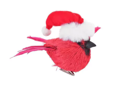 Pássaro TIE Vermelho com Gorro 1PC 20x14x14cm Decoração de Natal
