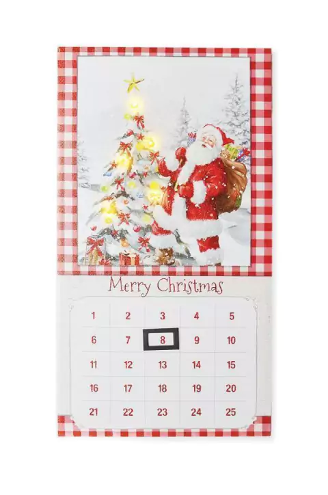 Quadro Calendário Noel 5L 2AA 25x45cm Decoração de Natal