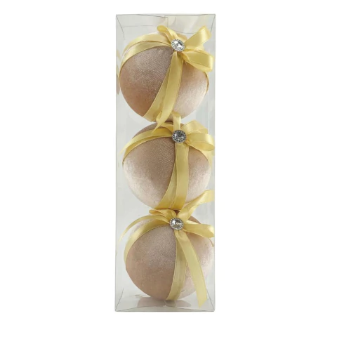 Bolas Enfeite De Natal Rod Gave Champanhe 3 Peças 8cm