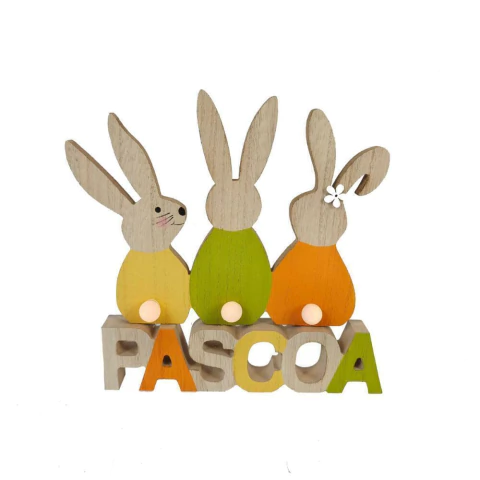 Placa Totem Coelho Decorativa - 20 x 18,5 cm