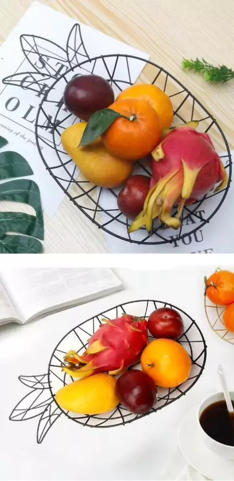 Fruteira de Mesa Abacaxi em Metal 34x21CM