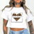 CAMISETA CROPPED ESTAMPA FRASES - BRANCO