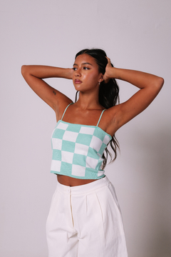 CROPPED TRICOT VERDE ÁGUA