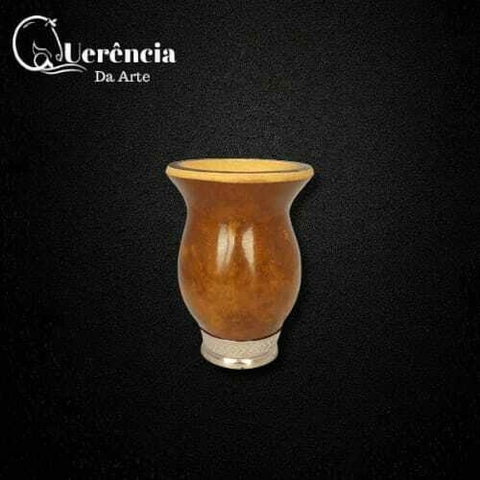 Cuia de Chimarrão Porongo Pé de Metal Marrom Escuro