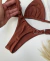 Conjunto Biquíni Cortininha C/ Calcinha Fio - Marrom - comprar online