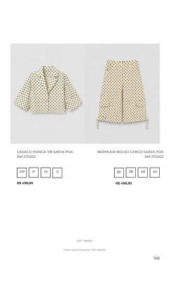 Ref 270202 Casaco Manga 7/8 Sarja Poá - comprar online