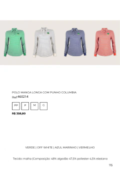 POLO MANGA LONGA COM PUNHO COLUMBIA Ref 460214 - comprar online