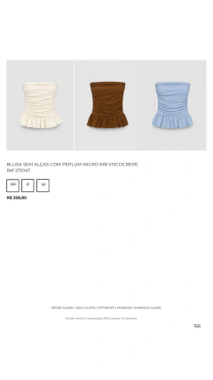 BLUSA SEM ALÇAS COM PEPLUM MICRO RIB VISCOCREPE - comprar online