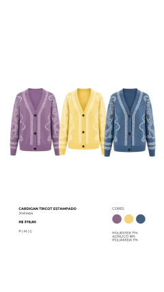 JHA1464 CARDIGAN TRICOT ESTAMPADO - comprar online