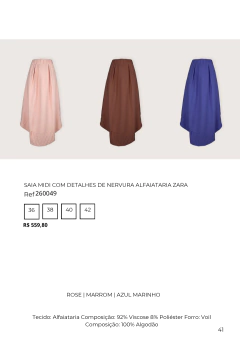 SAIA MIDI COM DETALHES DE NERVURA ALFAIATARIA ZARA - comprar online