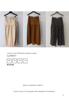 CALÇA COM FRANZIDO SARJA ALANA - comprar online