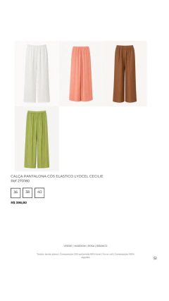 Ref 270180 Calça Pantalona Cós Elástico Lyocel Cecilie - comprar online