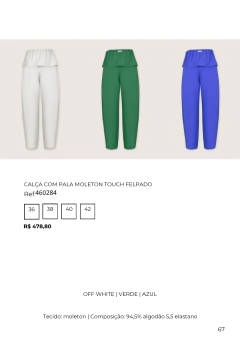 CALÇA COM PALA MOLETON TOUCH FELPADO Ref 460284 - comprar online