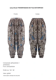 1274.CALÇA TRANSPASSADA DE TULE ESTAMPADO - comprar online