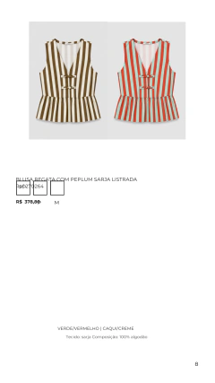 BLUSA REGATA COM PEPLUM SARJA LISTRADA Ref 270264 - comprar online