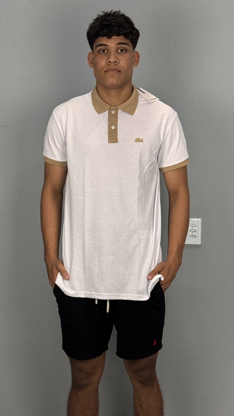 GOLA POLO LCST DUAS CORES - BRANCO E BEGE