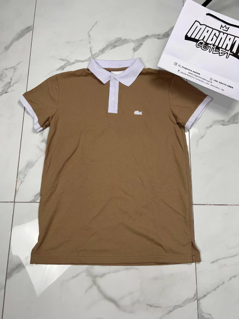 CAMISETA GOLA POLO LCST DUAS CORES - BEGE E BRANCO