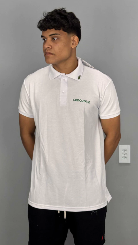CAMISETA GOLA POLO LCST CROCODILE - BRANCA