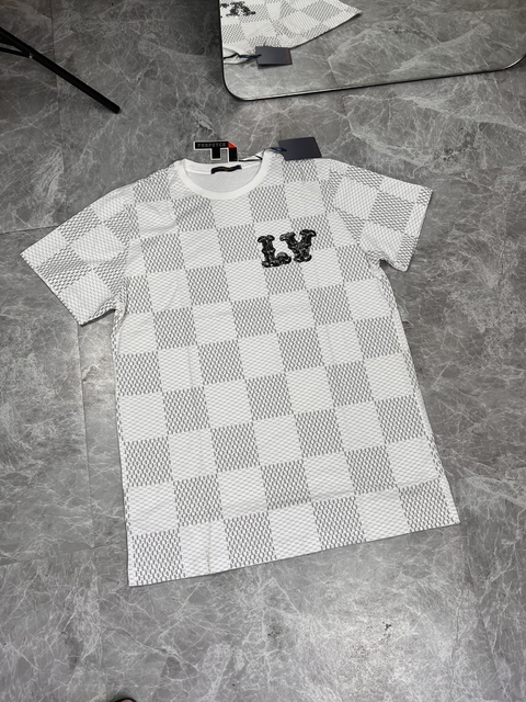 CAMISETA GRIFFE LV QUADRICULADA - BRANCA
