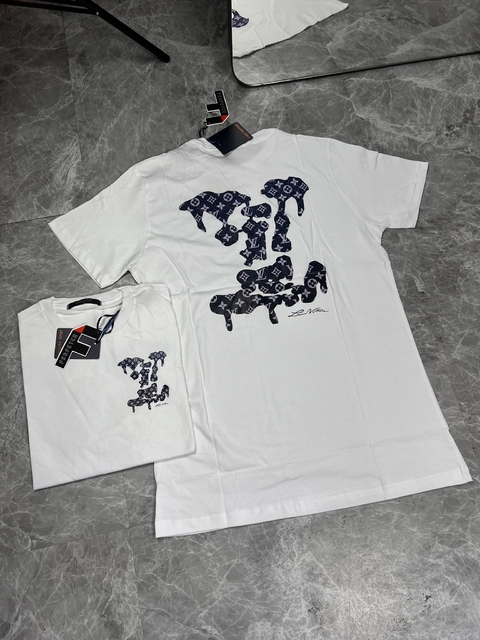 CAMISETA GRIFFE LV JEANS ESTAMPA COSTAS - BRANCA