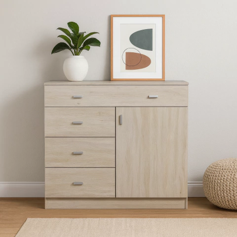 CÓMODA 4 CAJONES 1 PUERTA 95 Cm PLUSPACK - comprar online