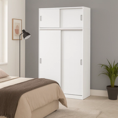 PLACARD CON BAULERA 4 PUERTAS CORREDIZAS 140 Cm - comprar online